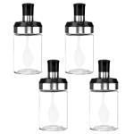 Cutting EDGE Borosilicate Glass Containers for Oil, Spices, Sauce, Salt, Sugar, Honey, Ghee, Chutney Jar with Spoon for Dinning Table, Kitchen and Restaurant, Set of 4, 250ML