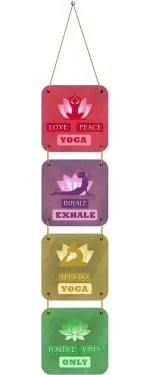 Indianara Set of 4 Yoga Friendly Quotes Wall Hanging Plaques (2508WH) (5.5 inch X 5.5 inch, Multicolor)