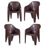 HOMIBOSS Plastic Sofa Brown Chair Set of 4 Pcs