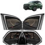 Kingsway Car Magnetic Sun Shades Curtains for Jeep Compass, Model Year : 2021 Onwards, Full Window Cover, Color : Black, Cotton Mesh, Complete Set of 4 Piece