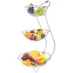 Unify Stainless Steel 3 Tier Fruit Basket - Fruit and Vegetable Basket for Kitchen, Dining Table, Fruit Bowl, Onion Baskets for Storage, Counter Top Rack for Home