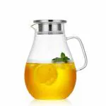 PUREFIT Borosilicate Glass Water Jug with Lid Microwave Safe Jug Set of 1 Pcs (Jug-1700ml)