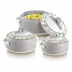ZORROW MART Serving Casserole Set of 3 Inner Stainless Steel Hot Pot (Grey)