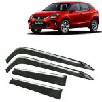 Kingsway Car Wind Deflectors Rain Guard Window Visor for Toyota Glanza 2019, 2020, 2021, 2022 Model, Car Door Visor with Chrome Lining Online India, Car Sun Shades