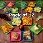 KWINTAS SET OF 12 Unbreakable Snack Serving Plate Assorted Colors