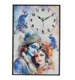 Vaansh Resin Wall Clock Radha Krishna Wall Clock with Photo Frame Radha Krishna Photo Frame Scenery with Wall Clock Wooden Wall Clock