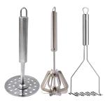 Oc9 Stainless Steel (Pack of 2) Potato Masher & Mathani for Kitchen Tool Set