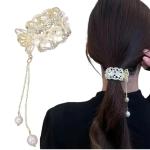 Blubby White Flower Metal Round Hair Claw Clip Hair Clutcher For Girls & Women