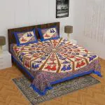 The Hobby Bounty Sanganeri Printed Double Bedsheet |110TC,100% Pure Cotton Bedsheet for Double Bed| 1 Bedsheet (254X 229 cm| 90X100 Inch) with 2 Pillow Covers (43X69 cm | 17X27 Inch)|Violet