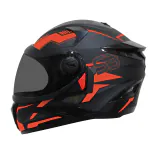Steelbird SBH-17 Terminator ISI Certified Full Face Graphic Helmet in Matt Finish(Large 600 MM, Black Fluo Red with Smoke Visor)