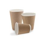 240 ML Brown Ripple Paper Cups with lid and Stirrers-Pack of 25