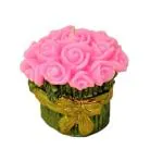 FireStix Flower Bouquet Shaped Candle with Cotton Wick Dripless, Smokeless, and Clean Burning Household Dinner Candles(Pink, 7x7x6.5 Cm)