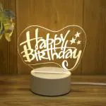 Urabn Sajavaat 3D Happy Birthday Yellow t Light Illusion Lamp Plastic Decorative USB Desk for Gifting