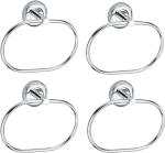 Cossimo Silver Stainless Steel Oval Flange Towel Ring Holder (Pack Of 4)