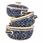 Craftghar Ceramic Serving Casserole Set of 3 | Serving Bowls With Lids (Set of 3)| 100 % Microwave Safe | Sky Blue 3 Serve Casserole Set  (1250 ml, 900 ml, 600 ml)
