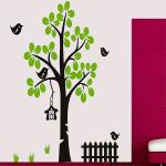 Asmi Collections 213 cm Beautiful Large Tree and Black Birds Cage (7 Feet* 7 Feet) Removable Sticker (Pack of 1) | Wall Sticker | waterproof wall sticker