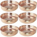 Shivshakti Arts Handmade Pure Set Of 6 Copper Thali Plate Dinner Plate (Pack of 6)
