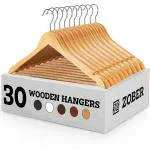 ROCKFIELD Clothes Hangers, Wooden Hangers Ultra Thin Space Saving Non-Slip Hangers Velvet Hangers Suit Hangers Ideal for Everyday Standard Use, Clothing Hangers