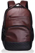 F Gear Luxur Brown Artificial Leather Laptop Backpack 25 L