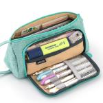 Hasthip Green Linen Big Capacity Pencil Pen Case Bag Pouch Storage Holder