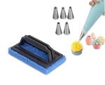 BLUE WONDER Cake Decorating 6 Pcs Nozzle with Cleaning Home and Office Tile Brush and (Multicolour, Pack of 2)