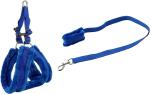 Petlia Fur Padded Nylon Dog Body Belt Dog Leash Large (Neck Size - 18-30 inch) (Chest Size - 24-34 inch) Combo Harness Leash pack 2 Blue