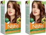 Nisha Creme Hair Color for Women - Natural Brown, 120gm, Long-lasting, 100% Grey Coverage Permanent Hair Colour for Soft, Shiny, Healthy Hair (Pack of 2)