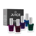 JUICE One Coat Nail Polish, Combo Pack of 5, Multicolor Collection, High Gloss, Chip Resistant, Quick Dry, Gel Effect, Shades : Mahogany - 96 / Pearly Magenta - 188 / Pearly Forest - 200 / Sapphire Blue - 272 / Eminence - 273 GLOSS COMBO_18, 11ml each