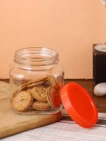 STOREHAUS Kitchen Storage White wire Stand with 6pcs Matka Jar 355ml (Red Tin)