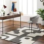 Surya Living Brook Handtufted Premium Wool Carpet with Canvas Back, an Exquisite for Your Living Room, Dining Room, or Bedroom with Color Palette in White & Charcoal, Size-5x8 Feet