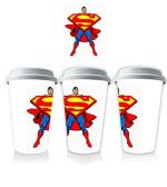 AKP SUBLIMATION Superman Theme Multicolor Ceramic Tumbler with White Lid 350 ml