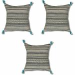 Ejaz Trading co Grey Cotton Cushion Covers (45x45 cm) (Pack Of 3)