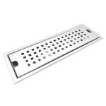 Fossa 30x4 Shower Ultra Brushed Drain Side Hole Rectangular Floor Drain With Accessories Square Hole Pattern Cover Grate Removable 304 Stainless Steel (30 inc)