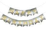 AMFIN (8 inch) Happy Birthday Banner Bunting Flag/ Birthday Decoration Material - Silver