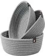 TINDLER KNOTS Grey colored Cotton Thread Rope Decorative, Multi-Purpose Storage Basket  (Pack of 3)