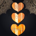 AJ ART AND CRAFT Love, Peace, Joy Wooden Heart Shape Handicraft Set With Handmade Diamond Work Wall Hanging Wall Decor Wall Art Unique New Items for Home|Living Room|Office|Ideal Gift Artistic Wall Sculpture Size- 24*28.5 All In CM (L*H).