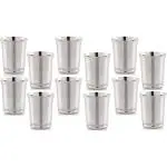 LIMETRO STEEL (Pack of 12) Stainless Steel Pack of 12(G12) For Water, Juice and Drinking Glasses Set Glass Set Water/Juice Glass (350 ml, Steel, Steel)