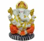 Crafticia Golden Pagdi Ganesha Idol With Finish Statue Showpiece - Medium-Diwali Gift, Best Gift for Diwali Decor, Diwali Decoration