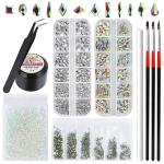 Hasthip Nail Art Colorful Rhinestones Geometry Shape Crystal Ab With Glue And Tools