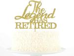 Zyozique Gold Glitter The Legend has Retired Cake Topper - Goodbye Tension Hello Pension - Retirement Party Decoration Supplies (Pack of 1)