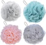 Majestique Bath Loofah Shower Sponge Loofahs Balls 60g/PCS for Body Wash Bathroom Men Women- Set of 4 Sponges Body Scrubber