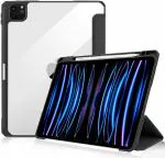 ProElite Hybrid Detachable Magnetic Case Cover for Apple iPad Pro 11 inch 2022/2021 4th/3rd Generation with Pencil Holder, Black [Transparent Back]