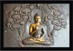 Indianara Gautam Buddha Without Glass Framed Art Print for Room Decor Digital Reprint 10 inch x 13 inch Painting (With Frame)