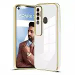 SROCK Tecno Spark 7 Pro Back Case Cover |Electroplated Chrome |6D Gold Plated Frame | Slim Shockproof | Soft TPU Back Case Cover for Tecno Spark 7 Pro -White