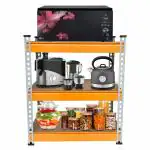 SmartSlide Adjustable 3 Tier Metal Shelving Unit Storage Utility Rack Microwave Oven Stand Kitchen Storage Organizer Boltless Storage Rack & Shelves for Home Kitchen Rack Display Rack Book Shelf (3 Shelf 24 x 12 x 27)