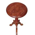NIYAZI WOOD Wooden Round Table Wood Carving Shesham Wood Folding Tables Wooden Table Living Room Tabel Side Table Round Shape Tabel Size (12 * 18)
