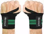 Strauss Green and Black Cotton Weight-Lifting Wrist Wrap (Pack of 2)