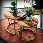 Artlivo Solid Wood Designer Circular Nested Coffee Table - Set of 2 | for Living Room| Balcony| Garden| Outdoor| Indoor| Bedroom| Lobby|(Natural)