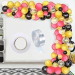 Toyshine Paper Multicolor Black Metallic With Gold Chrome With Red Metallic With Confetti Balloons With Tape 86Pcs (Pack Of 1)