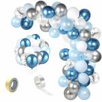 SpecialYou.in Blue and Silver Theme Color Birthday Balloons Decoration Items for Boys and Girls with Metallic Blue and Silver, Pastel Blue and White, Silver Chrome and Confetti Balloons for Birthday, Frozen Theme Decoration- Set of 50 Items